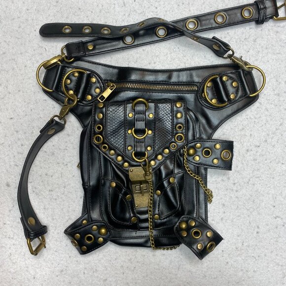 Gothic Steampunk Waist Bag Valentoria Leather Hiking Messenger Bag